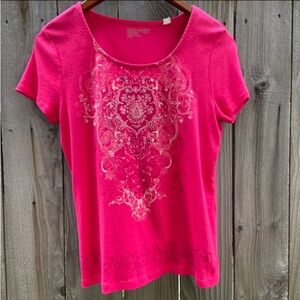 Chico’s Synergy Studded Women's Top T-shirt vibrant pink Size 1